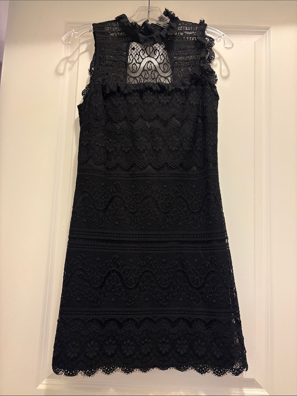 Milly of New York Black Sleeveless Lace Mini Dress